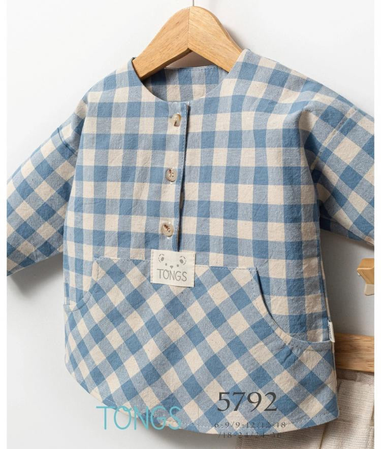 Gingham blue top set