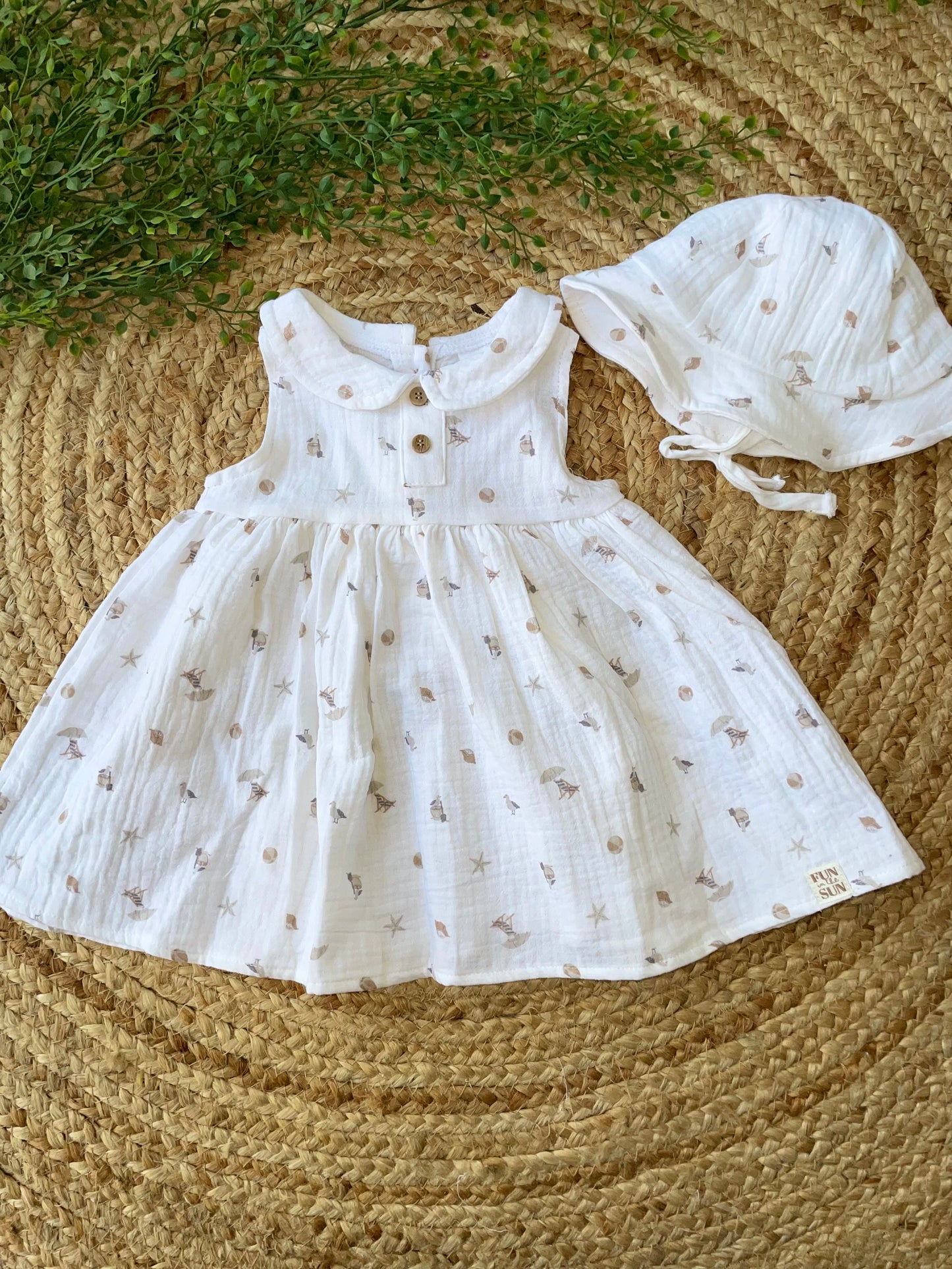 Seaside Muslin Dress with Hat