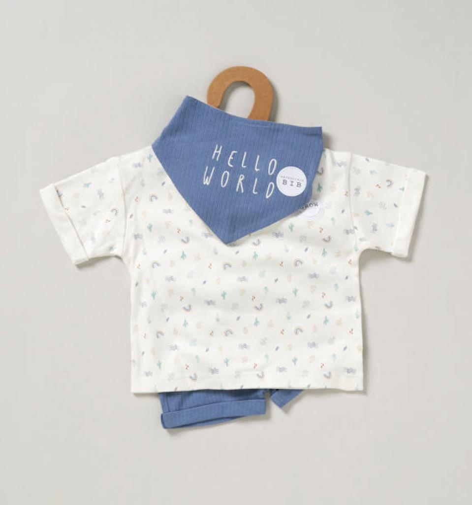 Organic "Hello World" Ribbed Shorts Set
