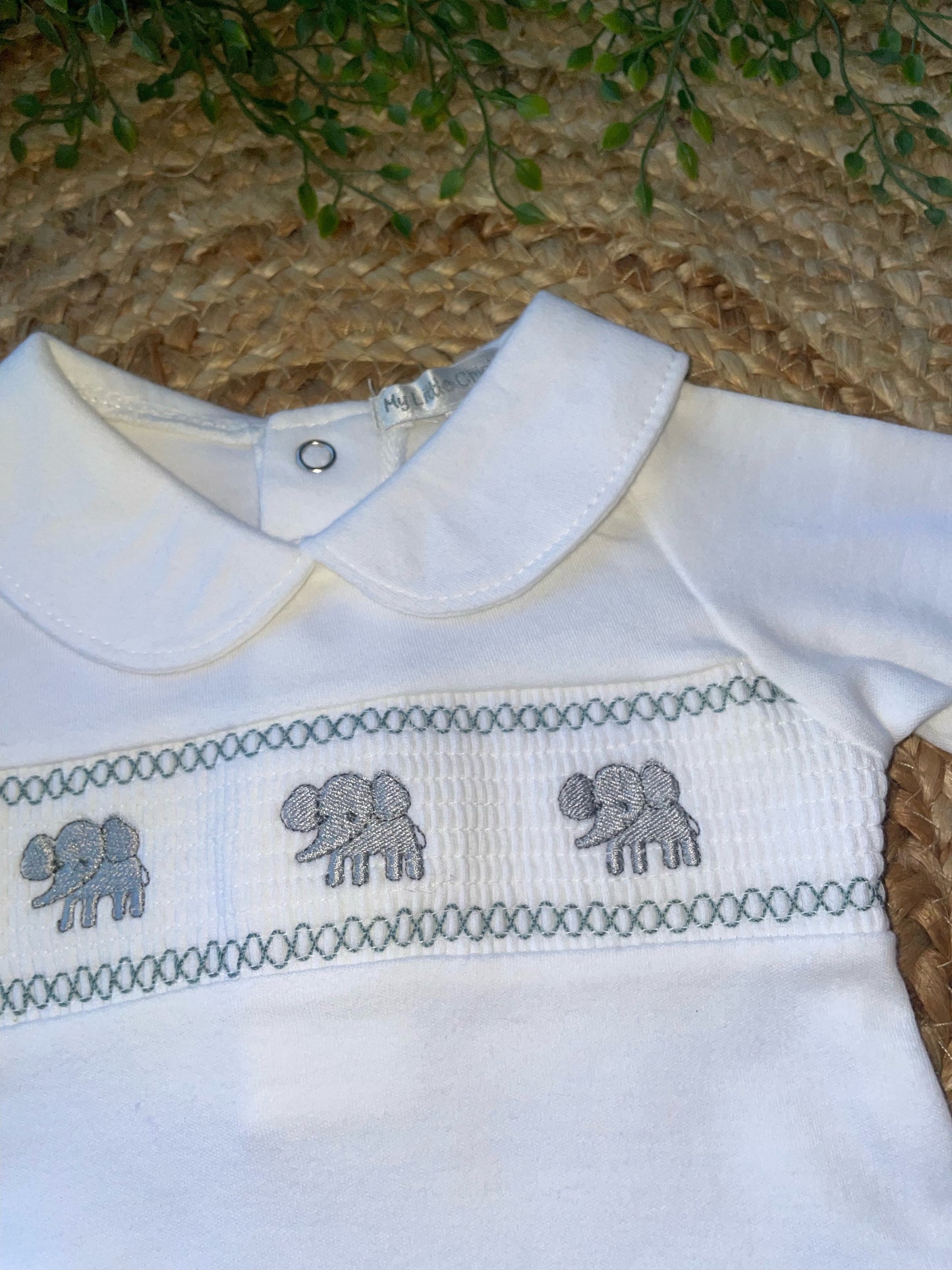 Elephant Smocked Sleepsuit