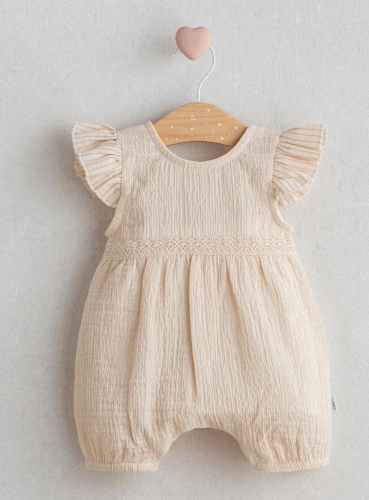 Ecru Frill Cotton Romper