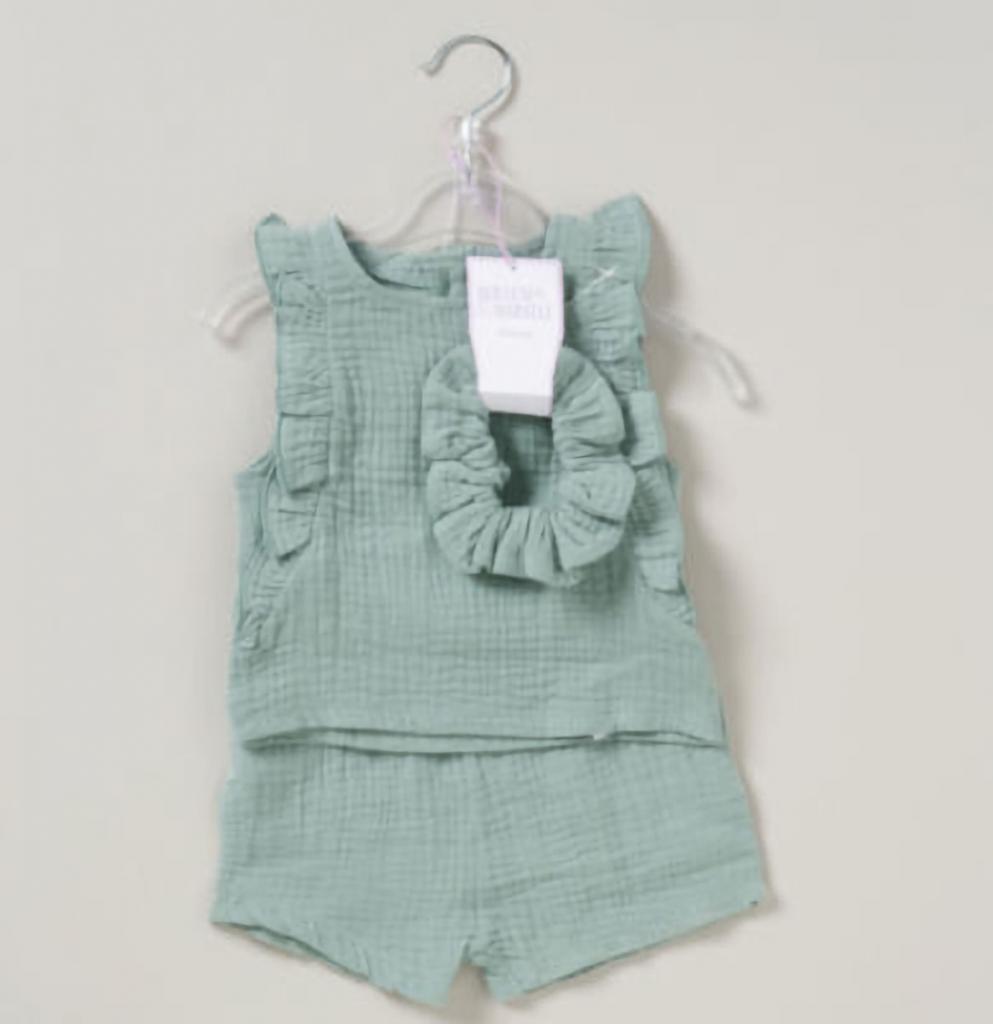 Crinkle Muslin Frill Shorts Set