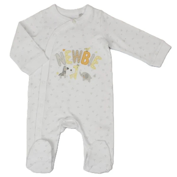 'Newbie' Patterned Sleepsuit