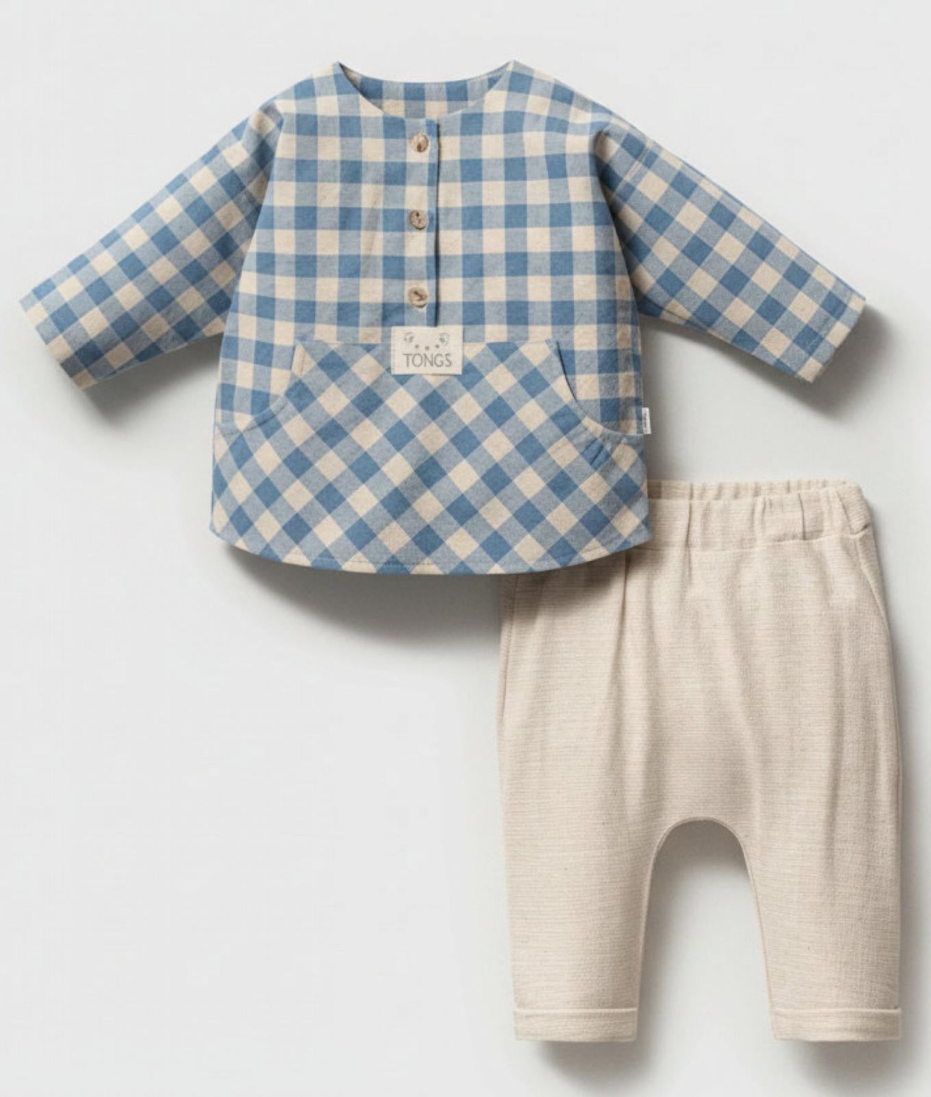 Gingham blue top set