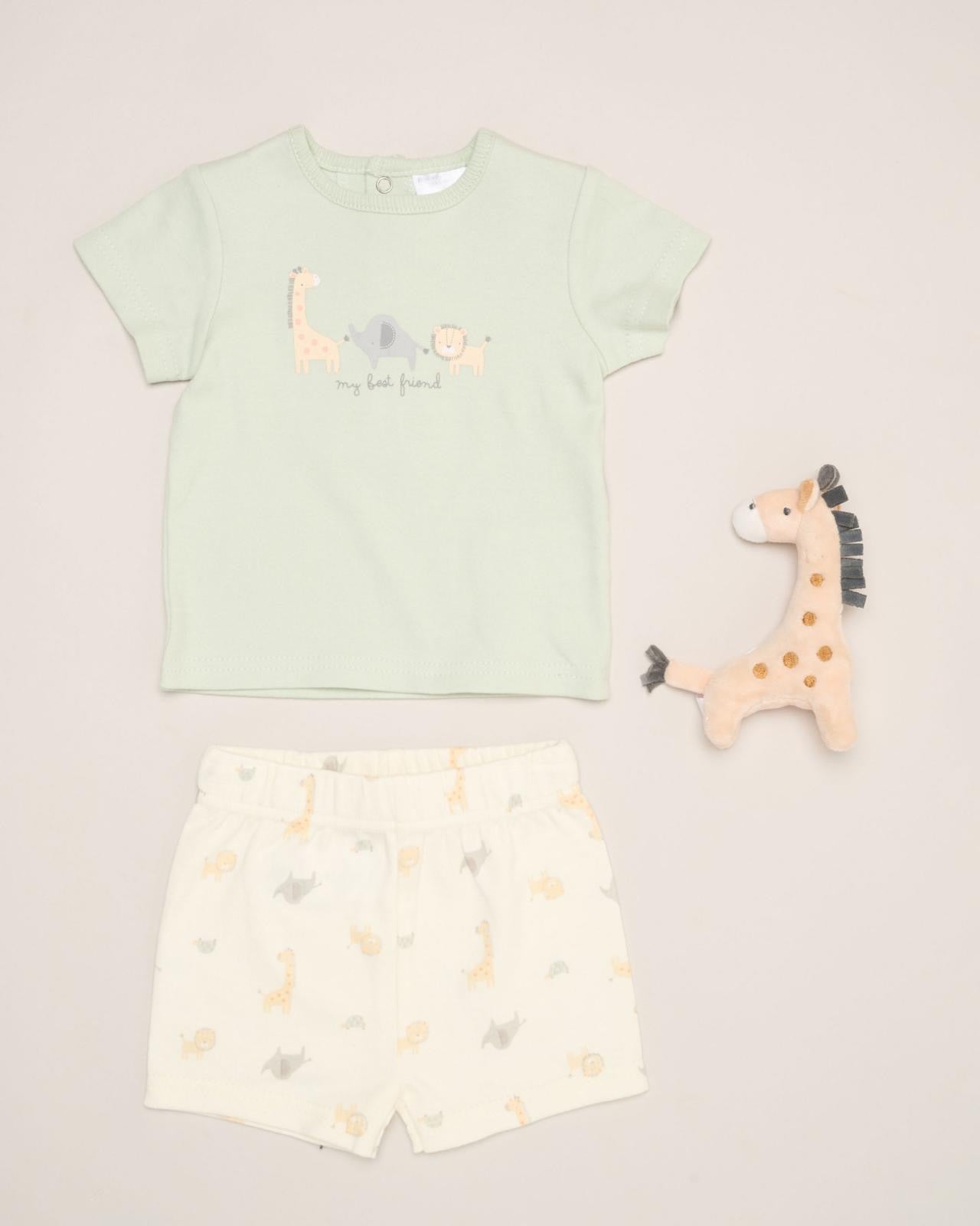 Giraffe shorts set with plushie