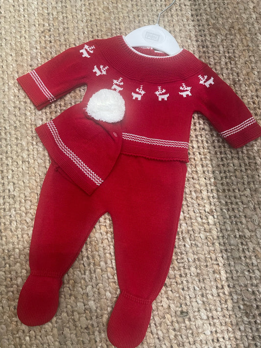 Reindeer knitted 3 piece set