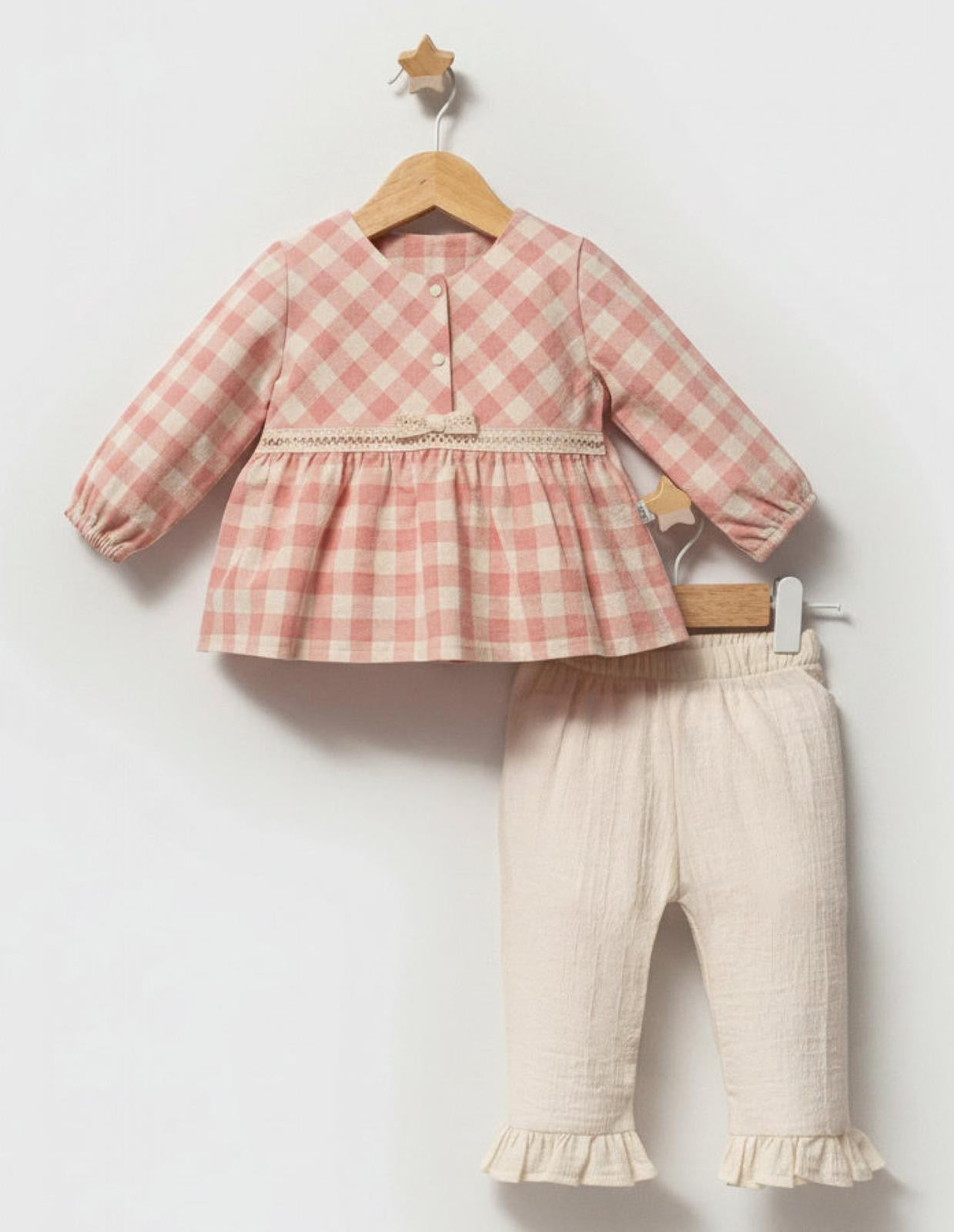 Gingham pink top set