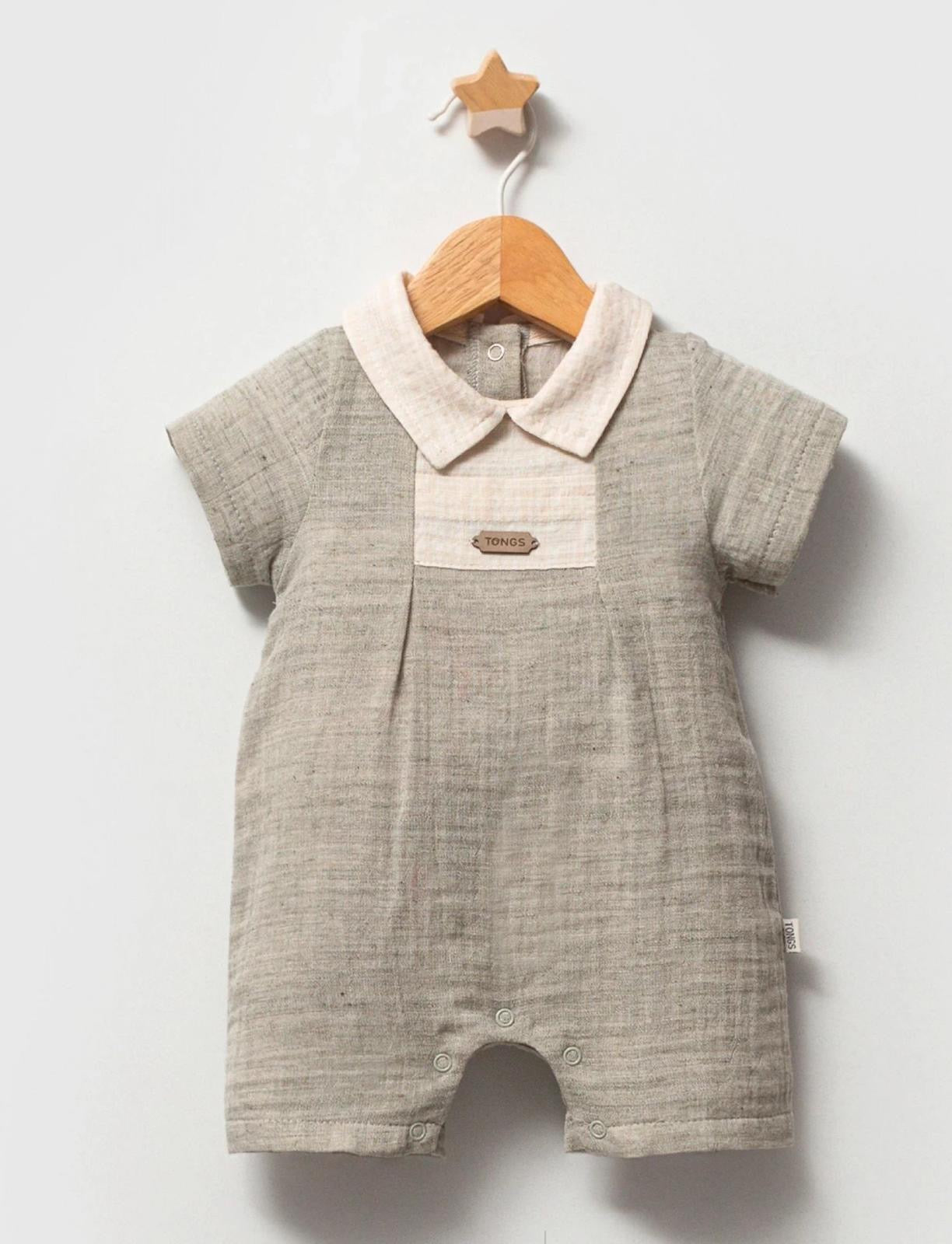 Cotton muslin sage Romper