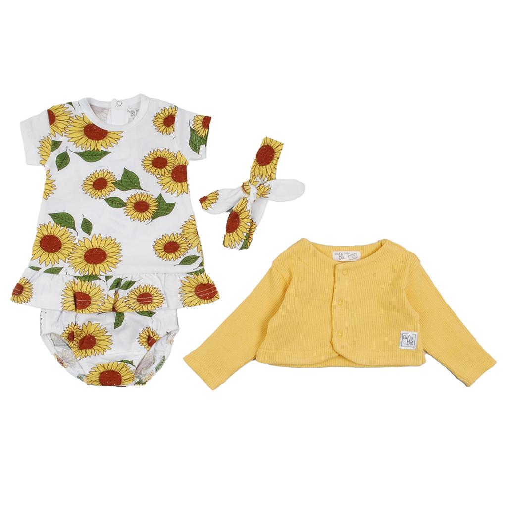 Sunflower Dress and Cardigan Set