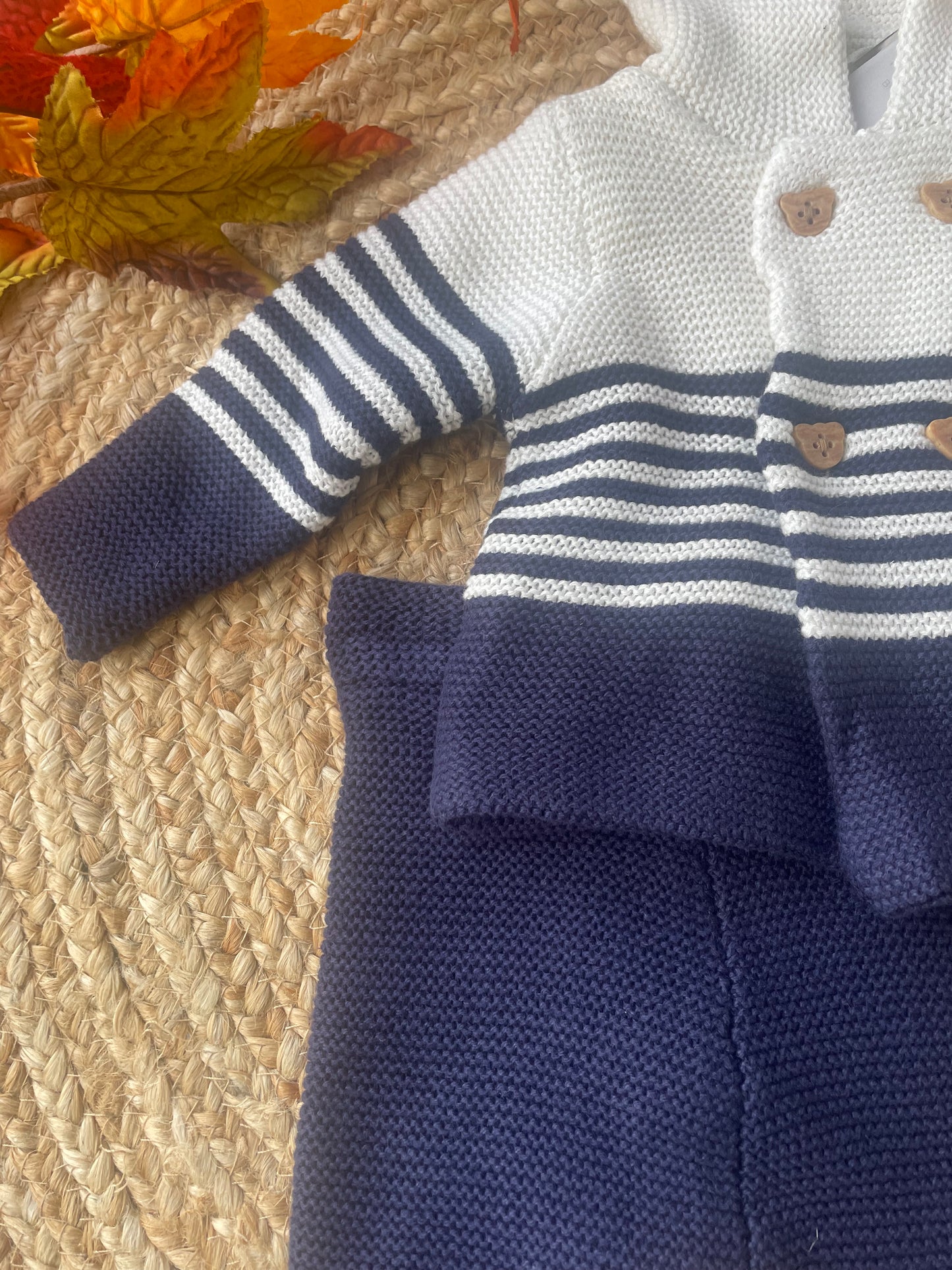 Stripe cotton cardi set