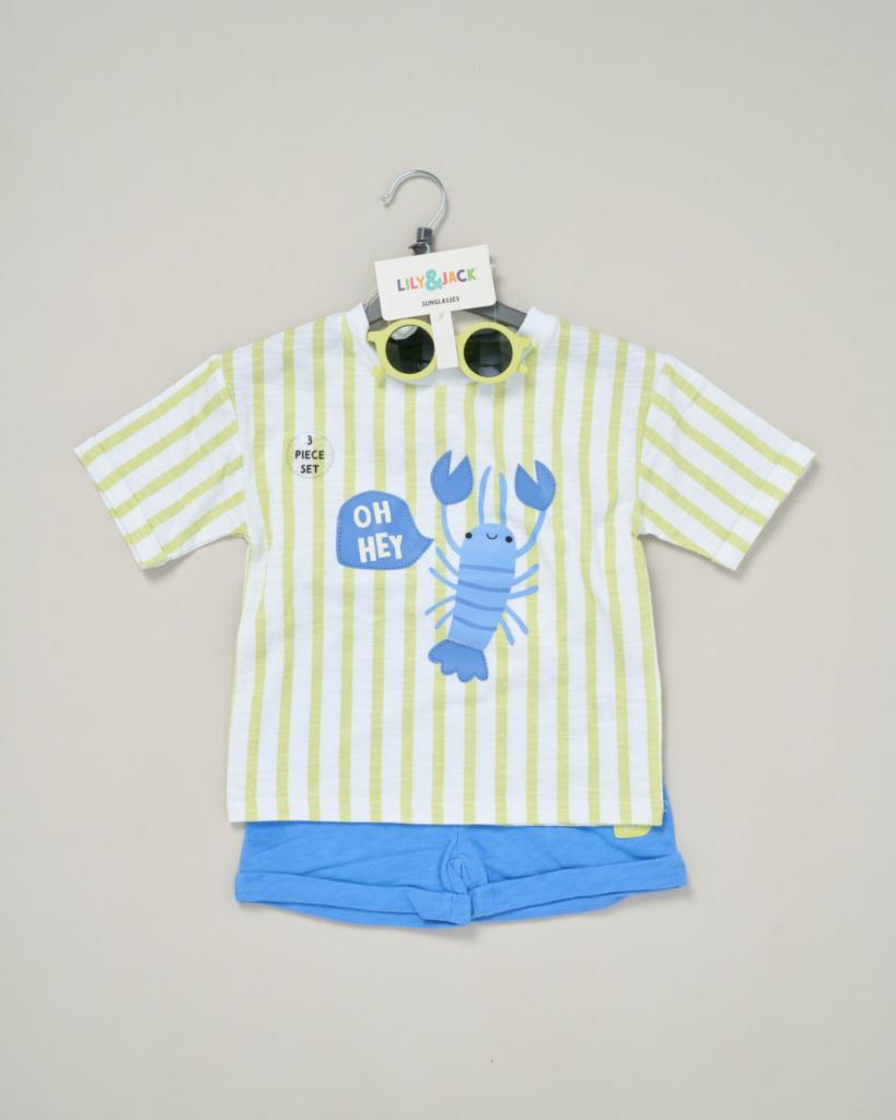 Hey lobster Tshirt shorts & shades set