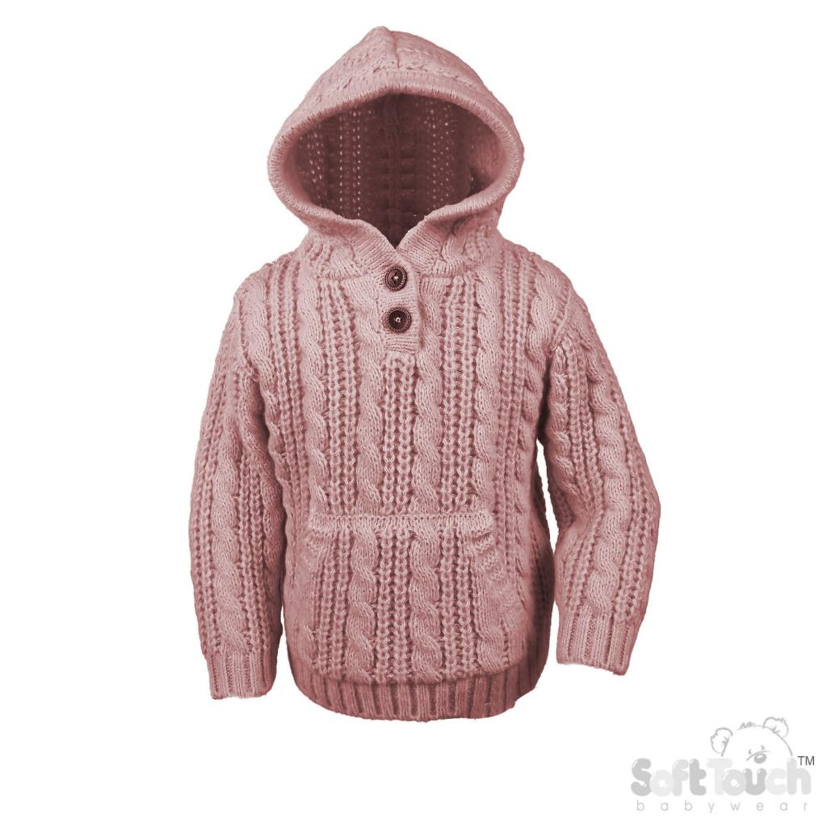 Pink cable soft hoodie