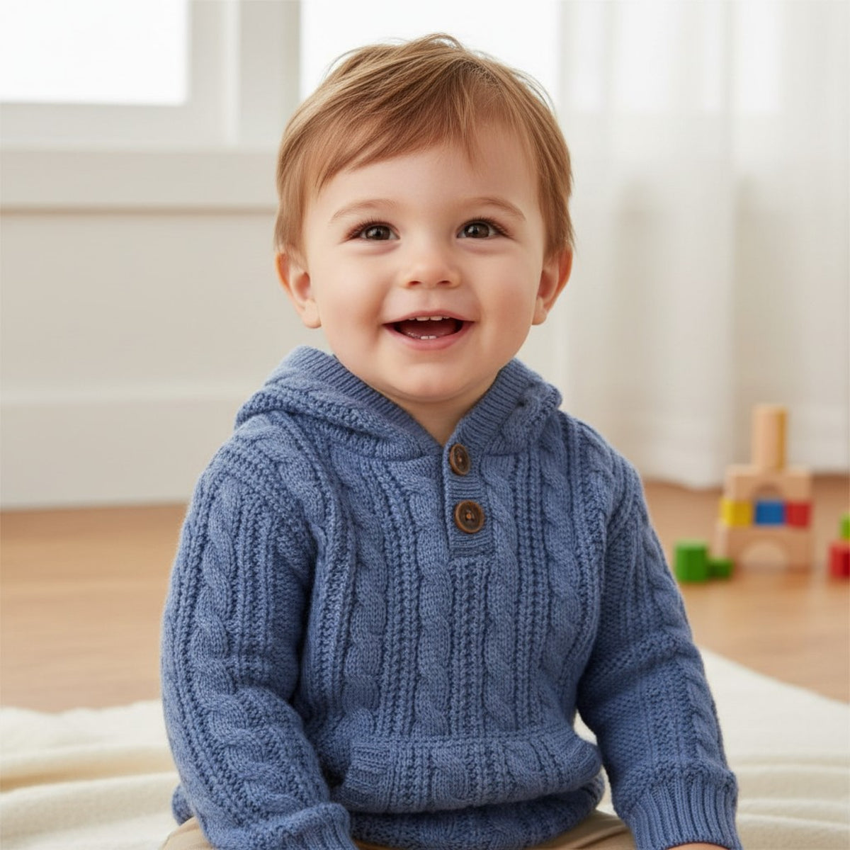 Blue cable cardi