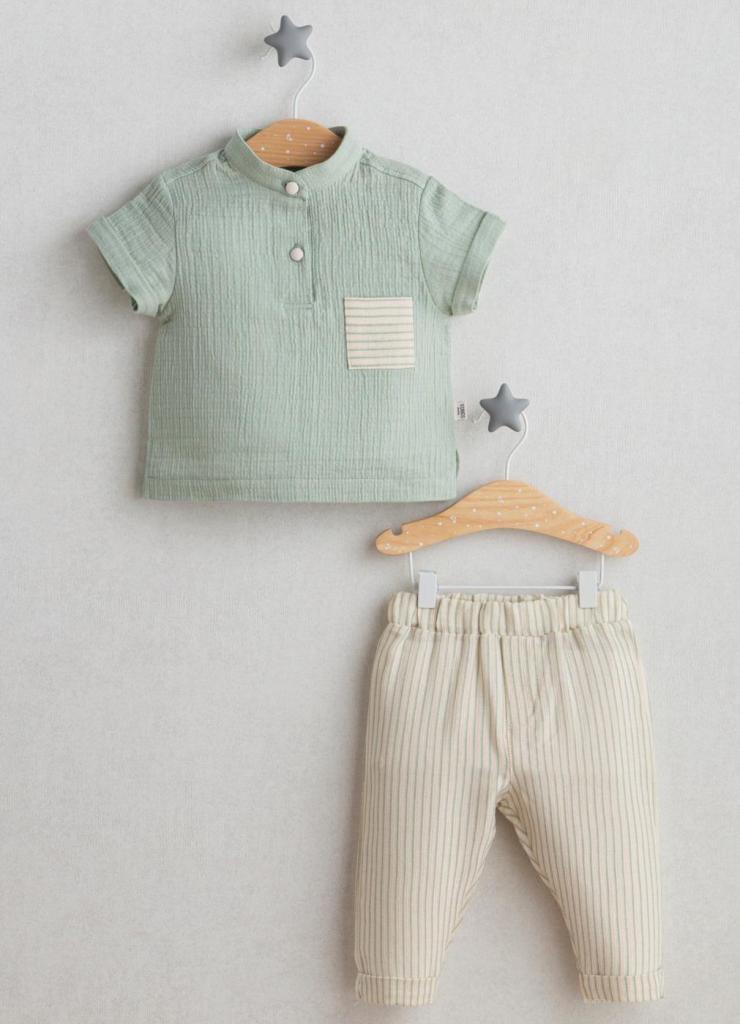 Sage Striped Two Piece